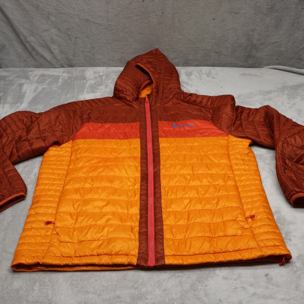 Cotopaxi Jacket Mens Large Orange Fuego Hooded Quilted Full Zip Insulated Puffer